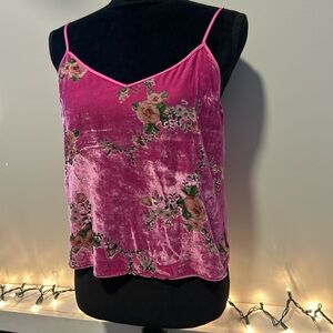 Victoria’s Secret Floral Velvet Pink Cami Top